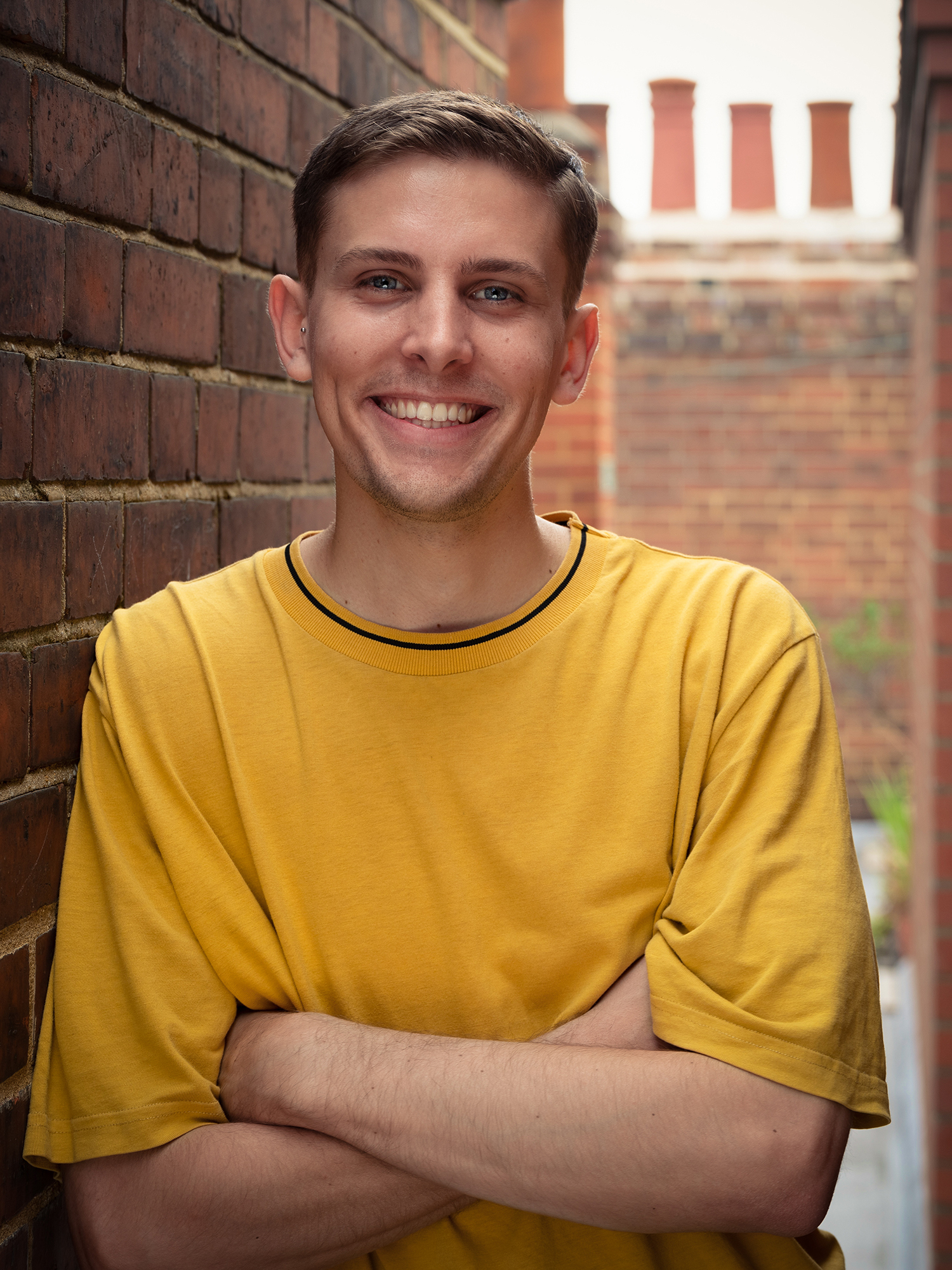 Michael may yellow tshirt bricks